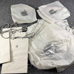 Apple Shopping Bags White‎ Drawstring Paper Lot Retail Gift Packaging